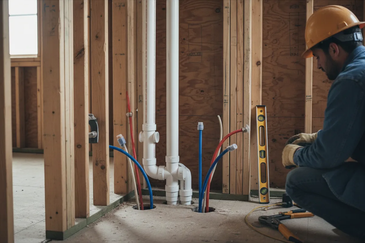 Drain and supply rough-in during Leak Detection in Carlyle